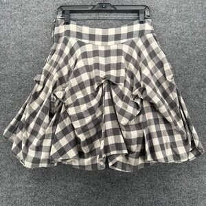 Dorothy Perkins Skirt Womens 8 Gray Check Prairie Boho Cottagecore Fairy Grunge